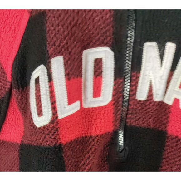 Old Navy Women's Fleece Buffalo Plaid Jacket Quarter Zip Size X L Red Black - Picture 8 of 8
